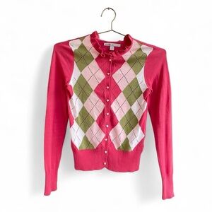 Old Navy Pink Argyle Ruffle Cardigan – XS – Coquette Preppy Knit - VTG Y2K  Swee